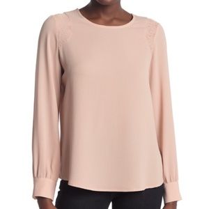 ADRIANA PAPELL Solid Long Sleeve Blouse
